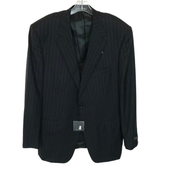 NWT Corneliani Men Size 48 REGULAR 48R Black 100% Wool Striped Blazer Jacket NEW - Picture 1 of 8
